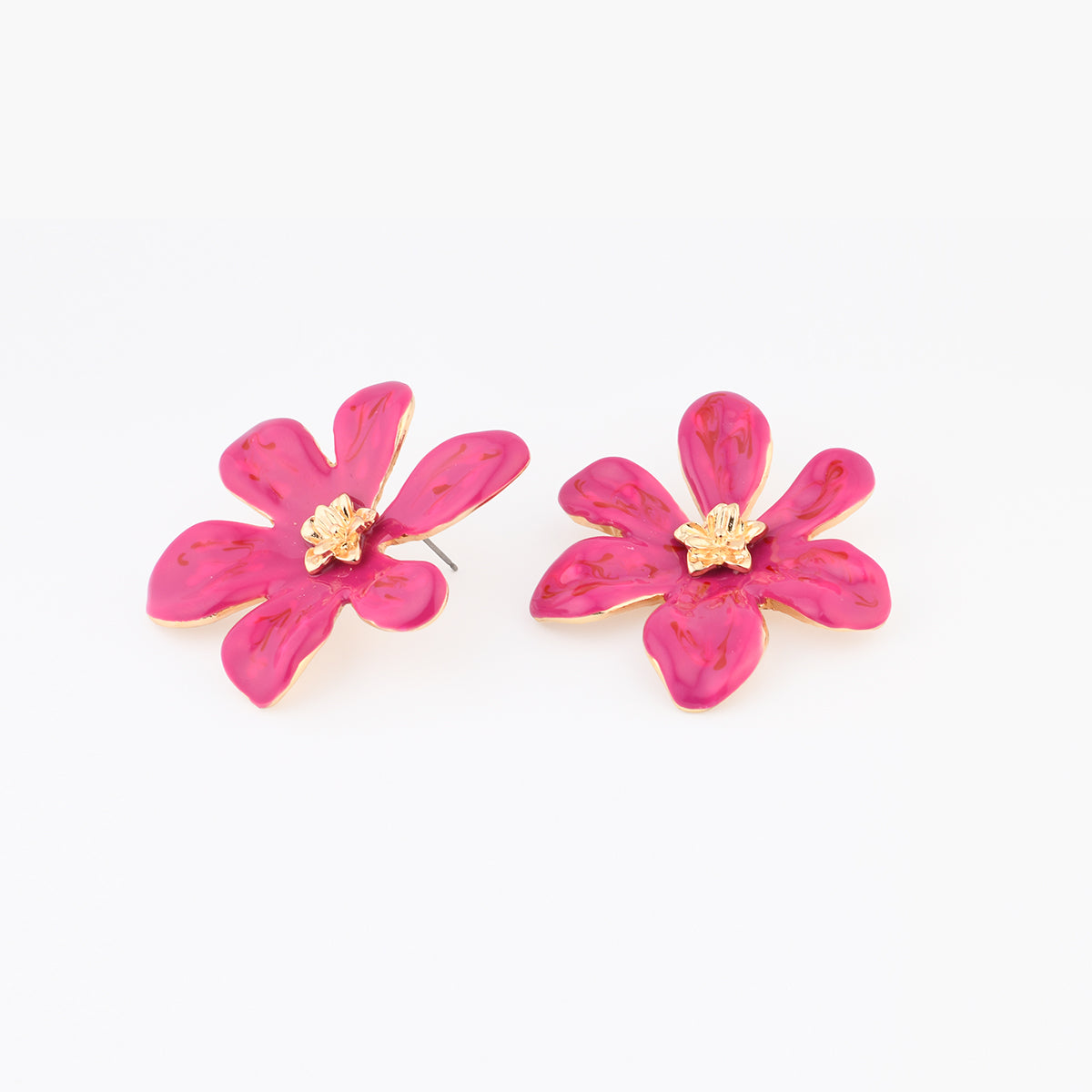 Boucles d’oreilles fleurs fuchsia