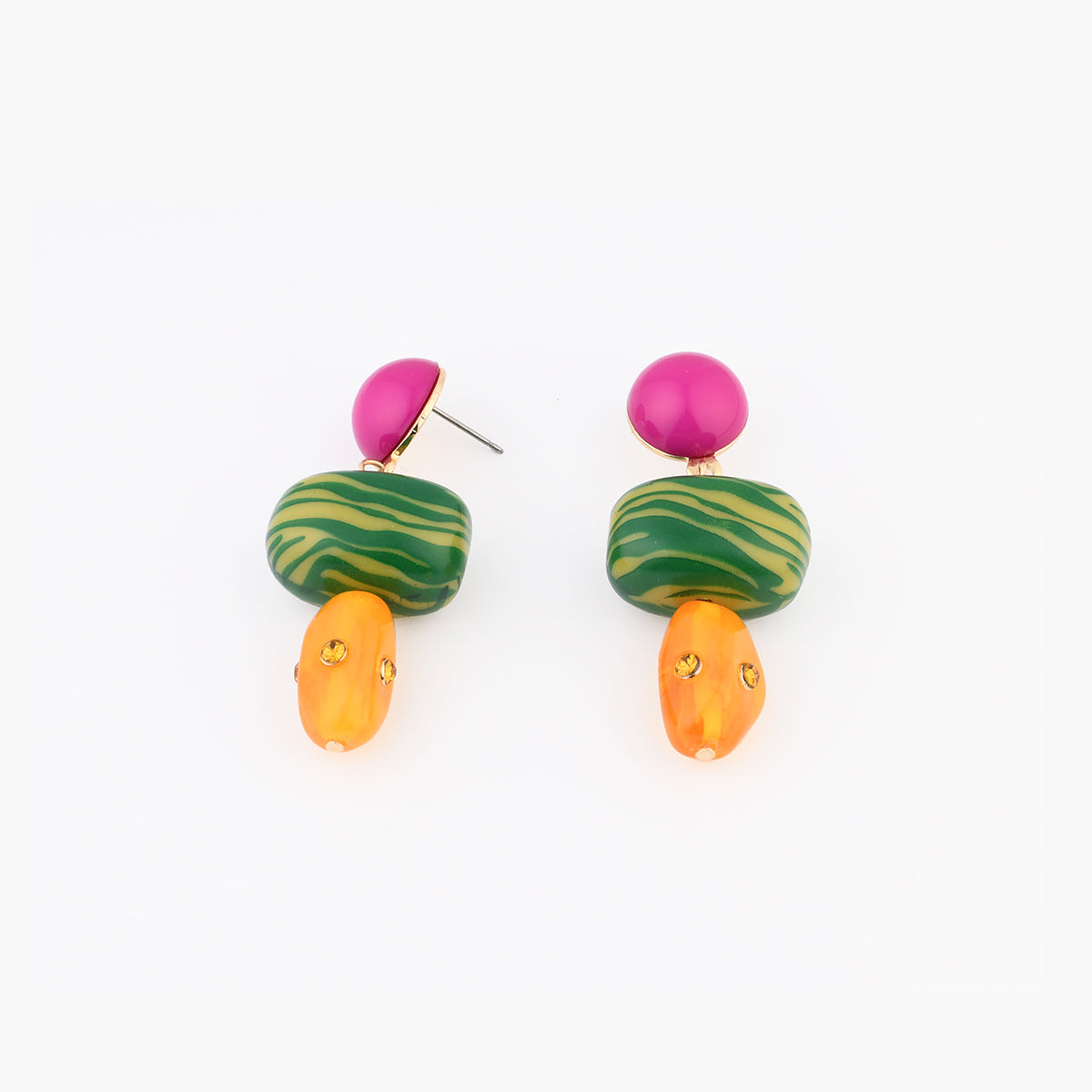 Boucles d’oreilles perles fantaisie multicolores
