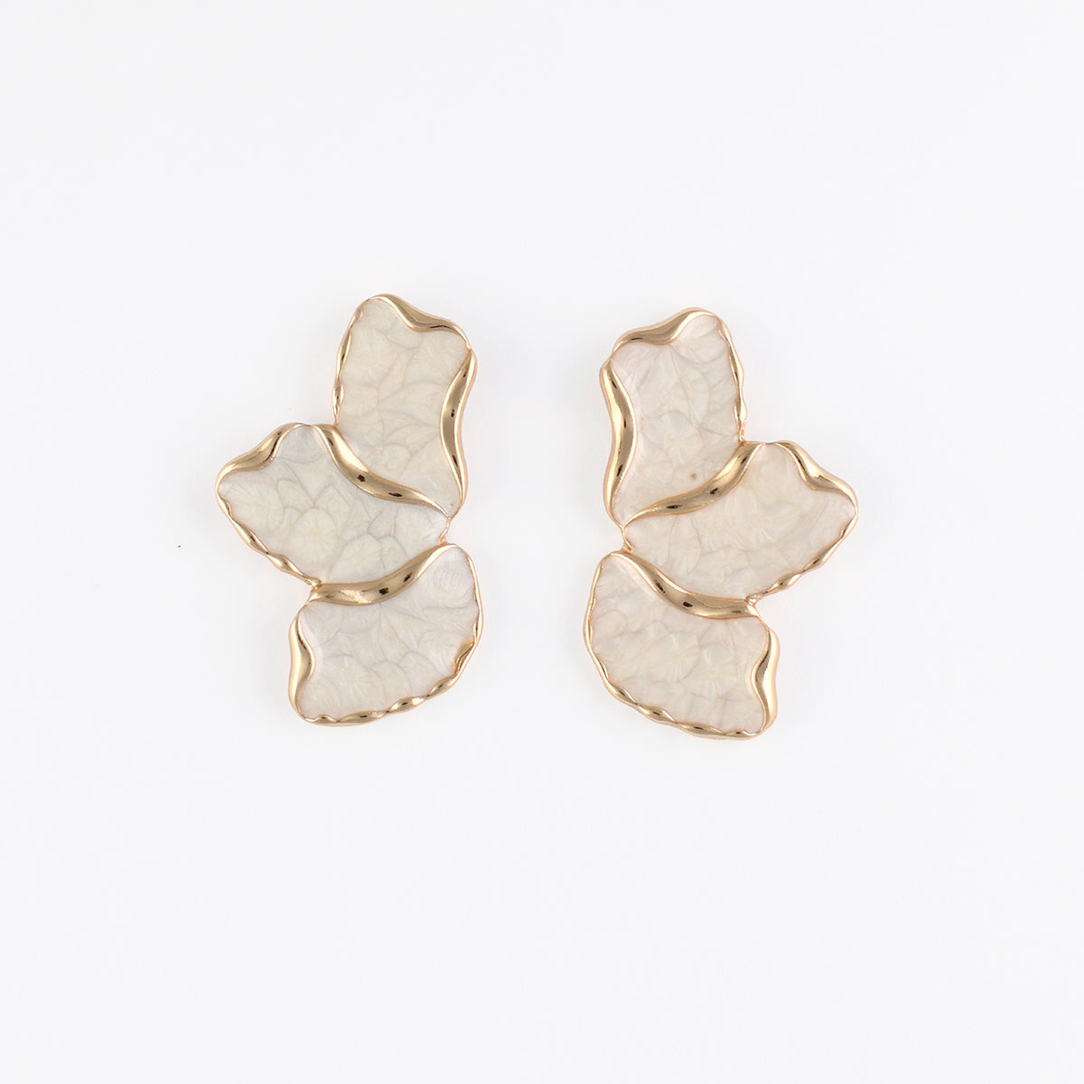Boucles d'oreilles demi feuilles ivoires