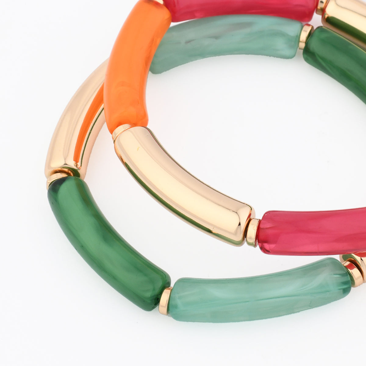 Set de 2 bracelets tubes multicolores