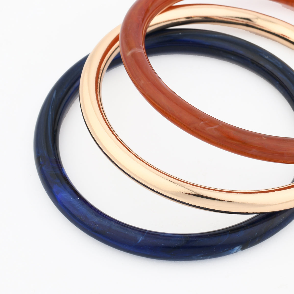Set de 3 joncs bleu, marron et doré