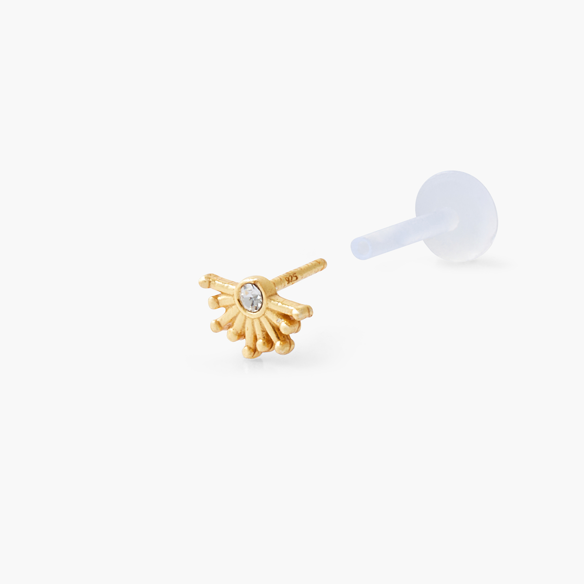 Piercing stud hélix/tragus soleil doré argent garanti et strass