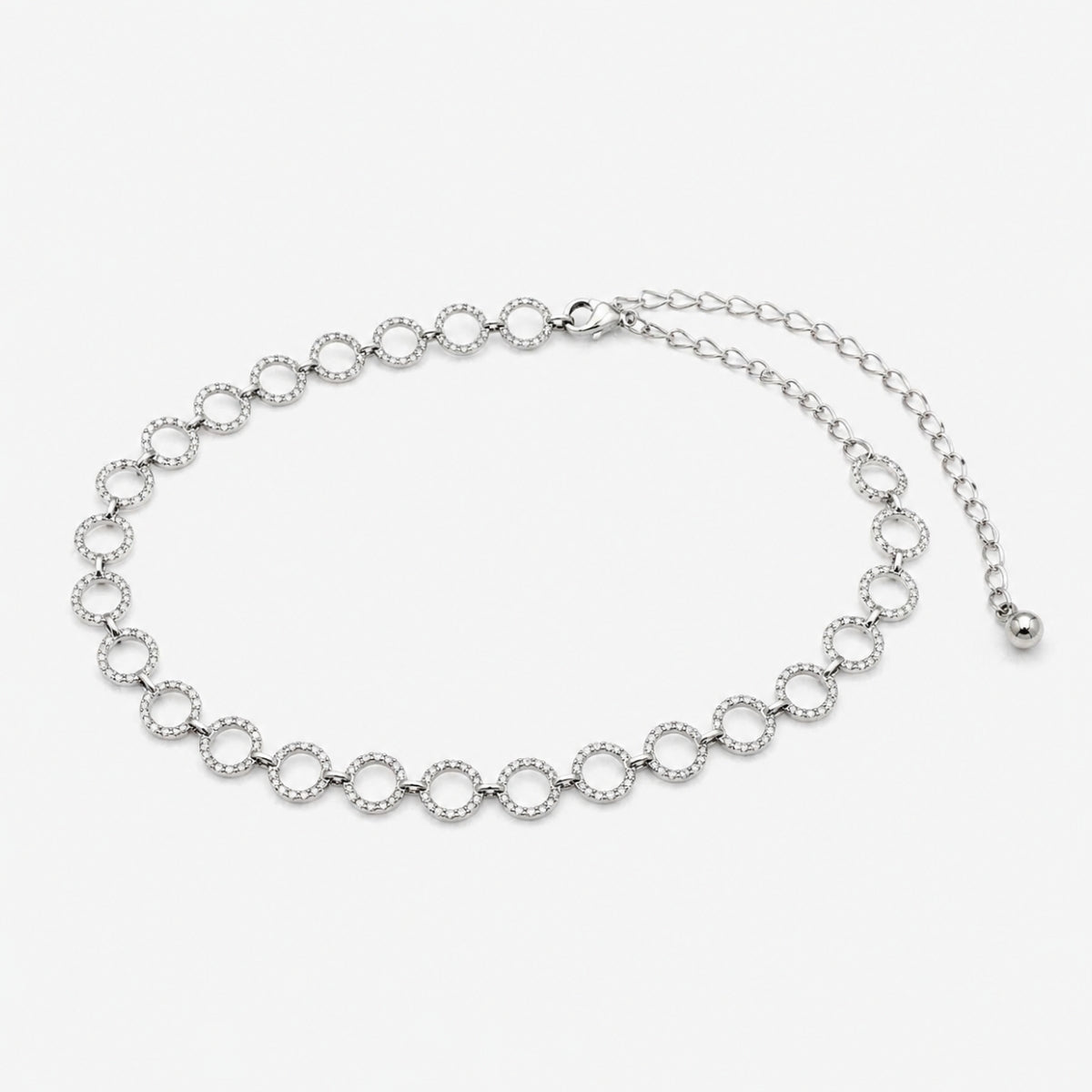 Ceinture à anneaux et strass argentés