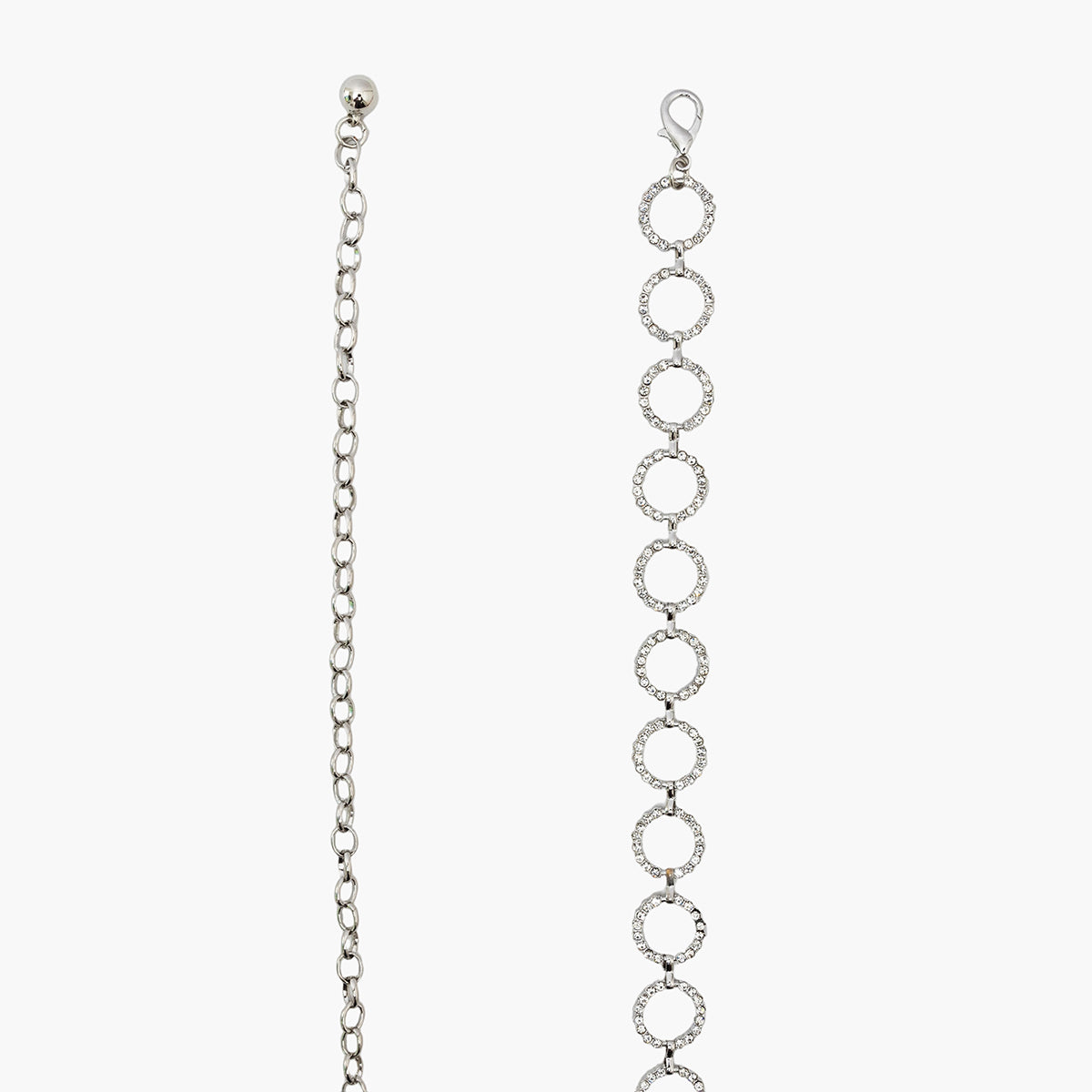 Ceinture à anneaux et strass argentés