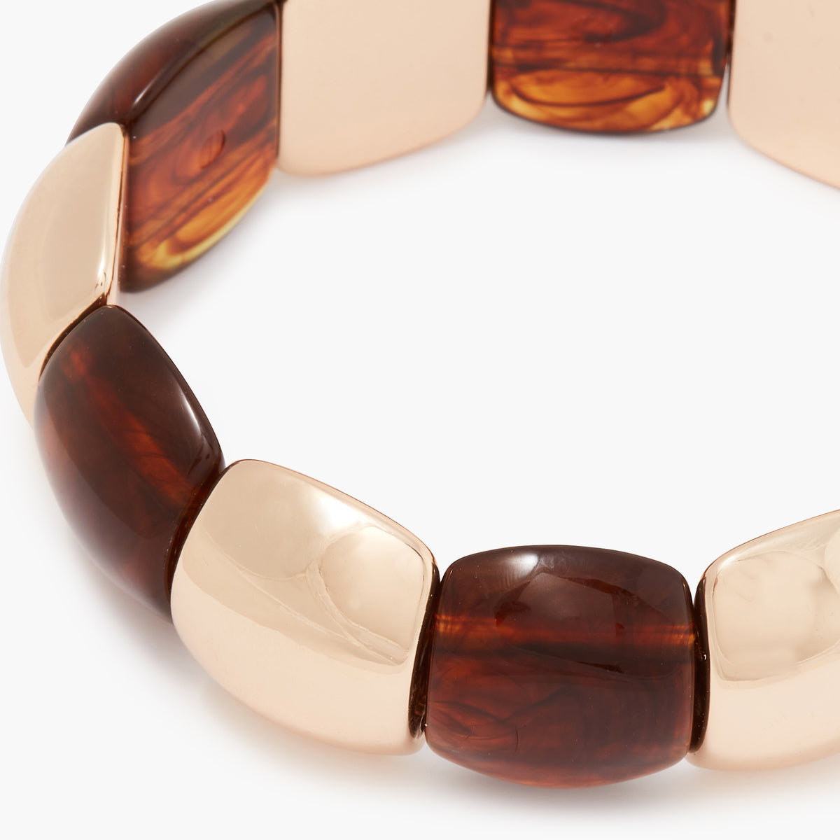 Bracelet élastique écaille marron et doré