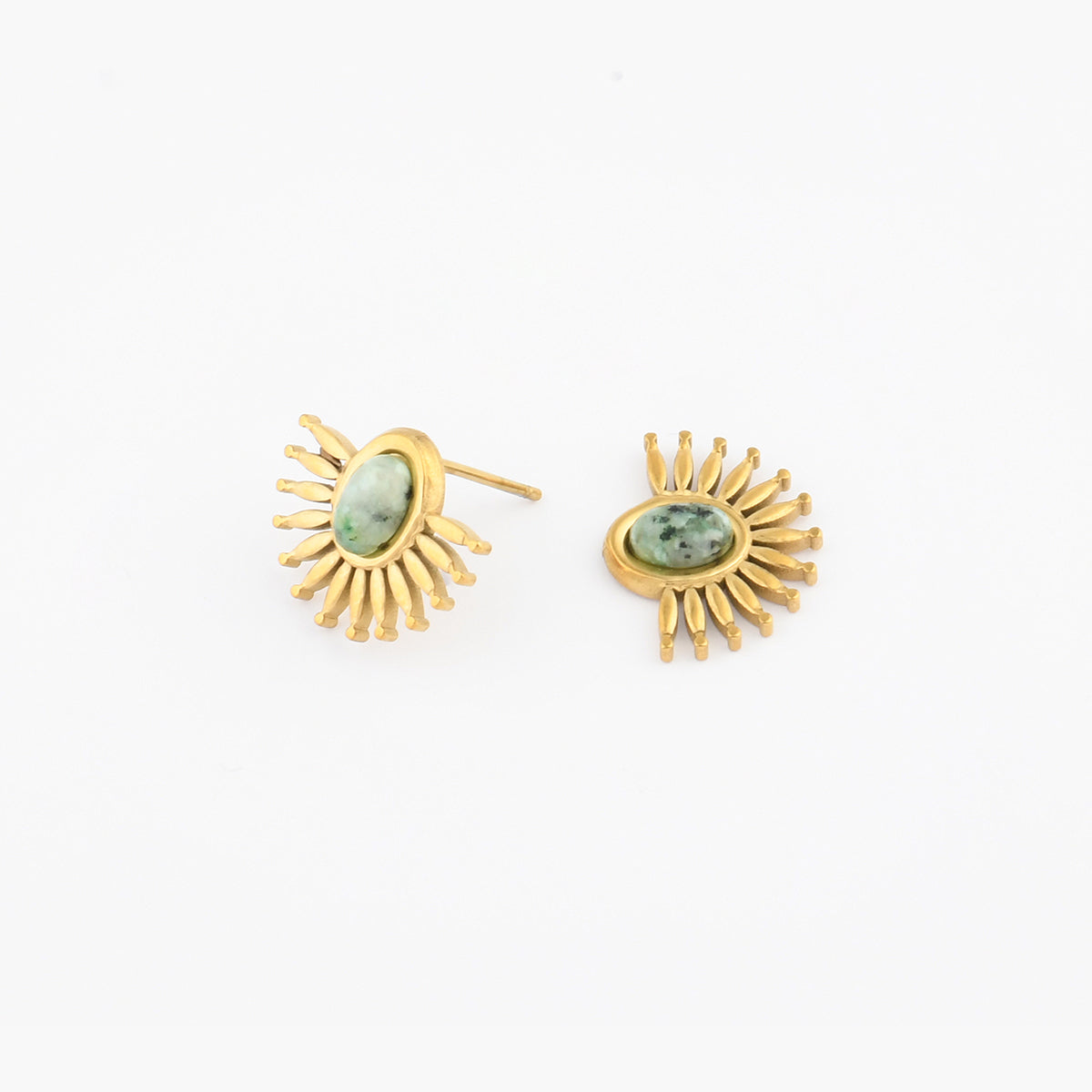 Boucles d'oreilles puces demi lune en acier inoxydable avec pierre