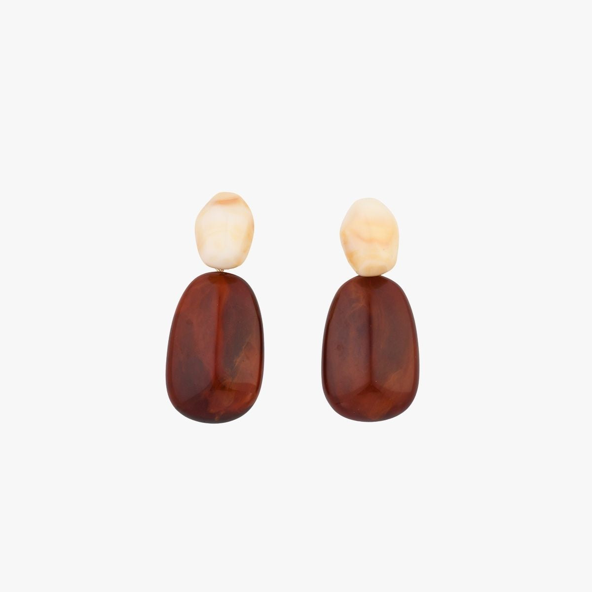 Boucles d'oreilles clips - pendentif perles marron