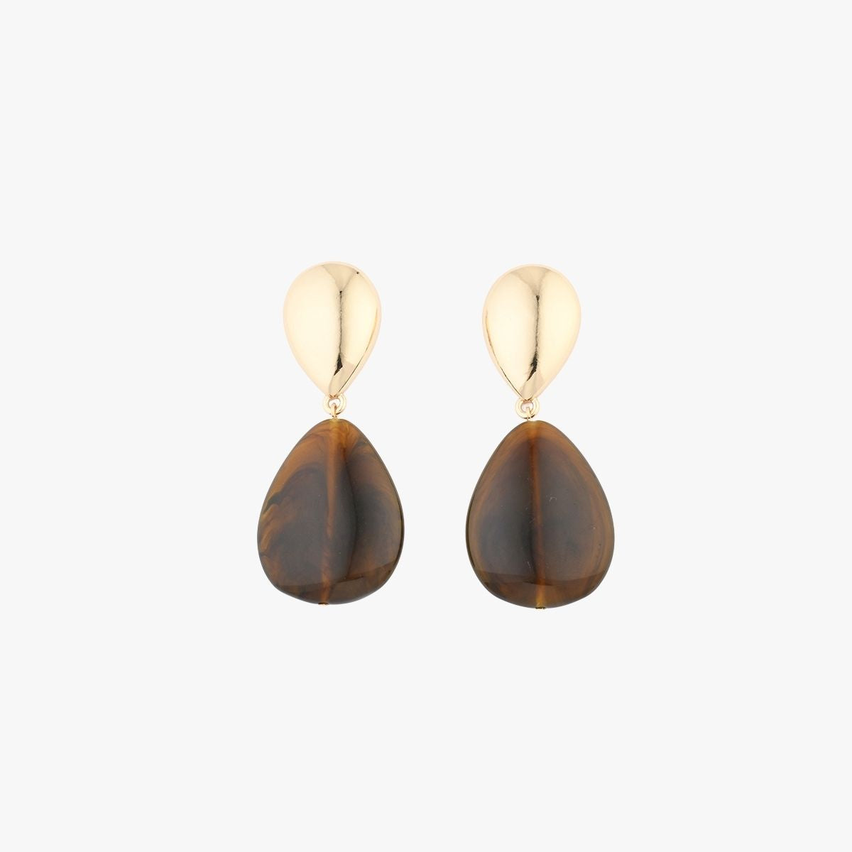 Boucles d'oreilles pendentif goutte en résine marron