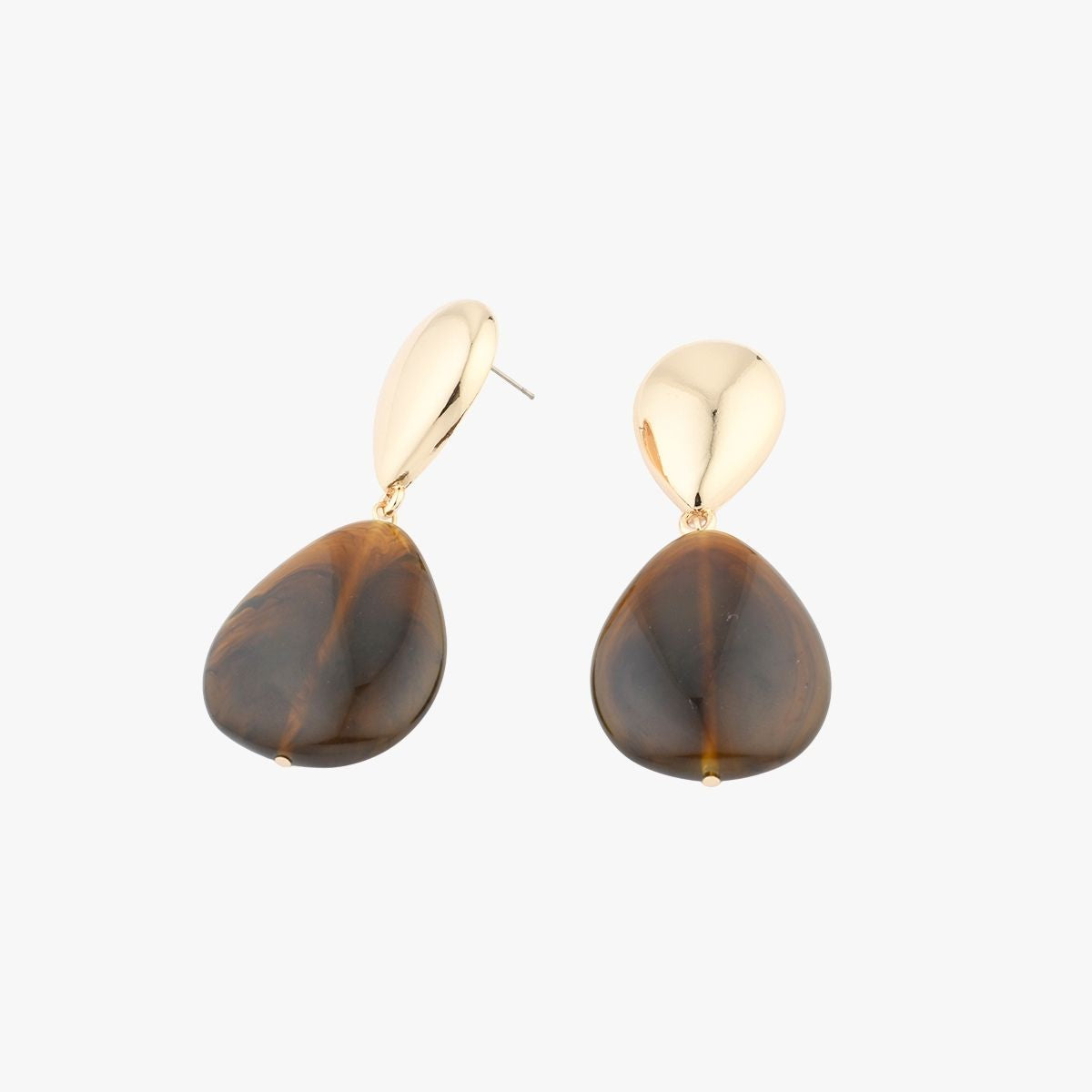 Boucles d'oreilles pendentif goutte en résine marron