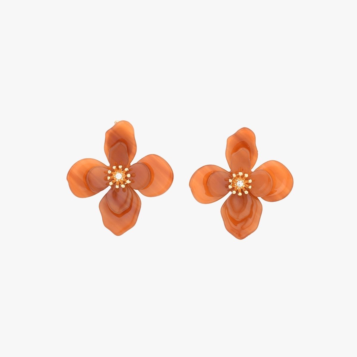 Boucles d’oreilles clips - fleurs orange