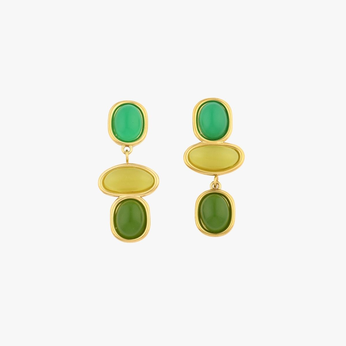 Boucles d'oreilles pendantes à cabochons verts