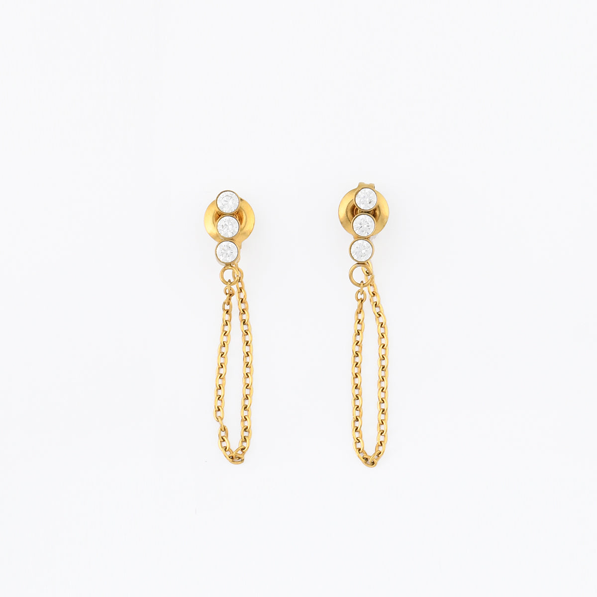 Boucles d’oreilles puces et chaîne fine en acier inoxydable