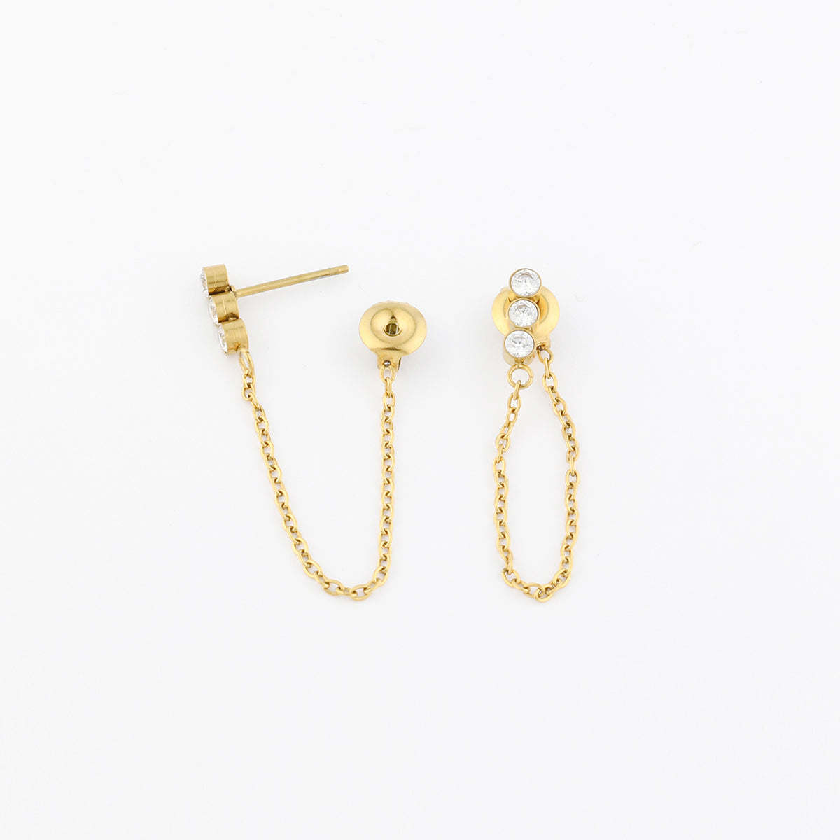 Boucles d’oreilles puces et chaîne fine en acier inoxydable