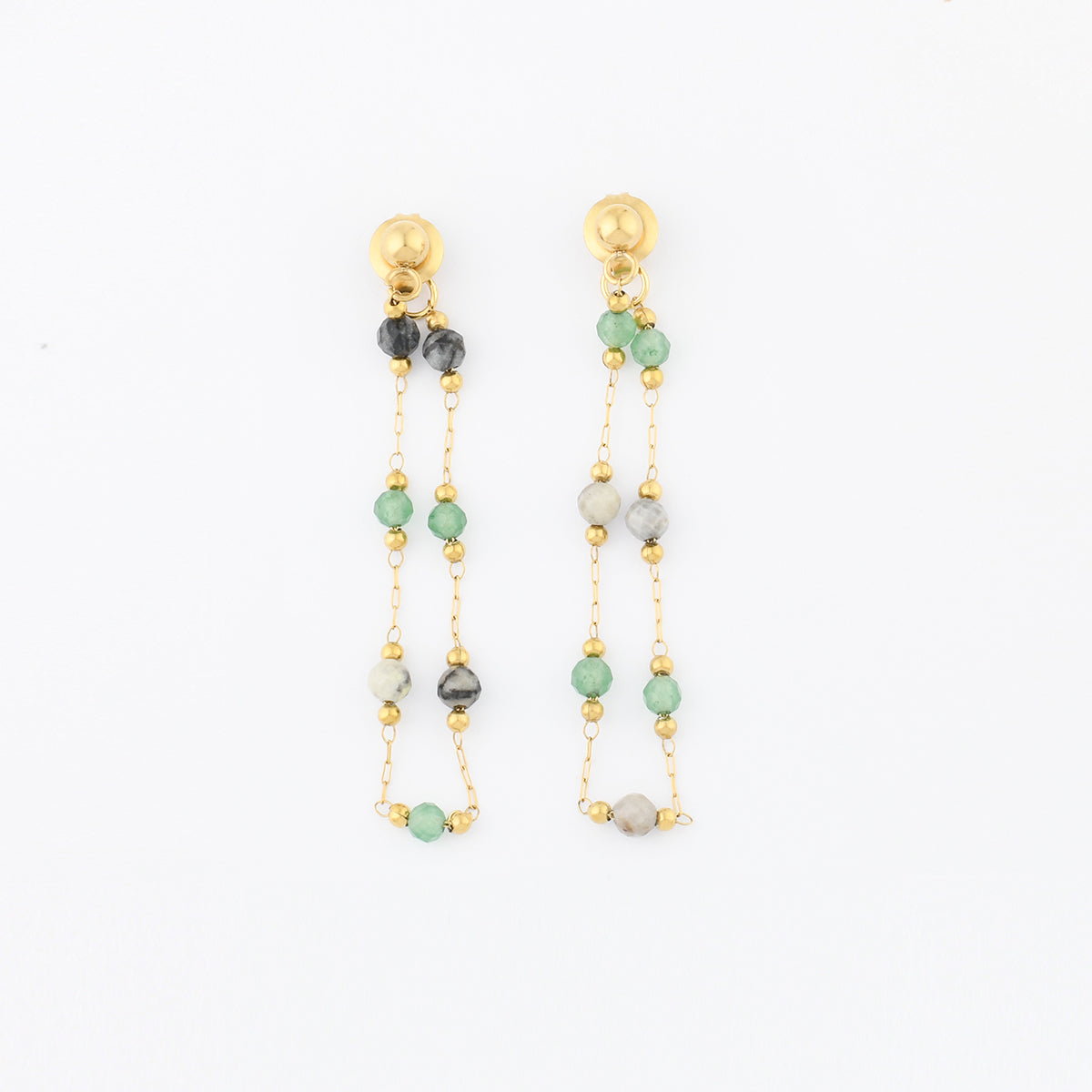 Boucles d'oreilles chaîne acier inoxydable et pierre
