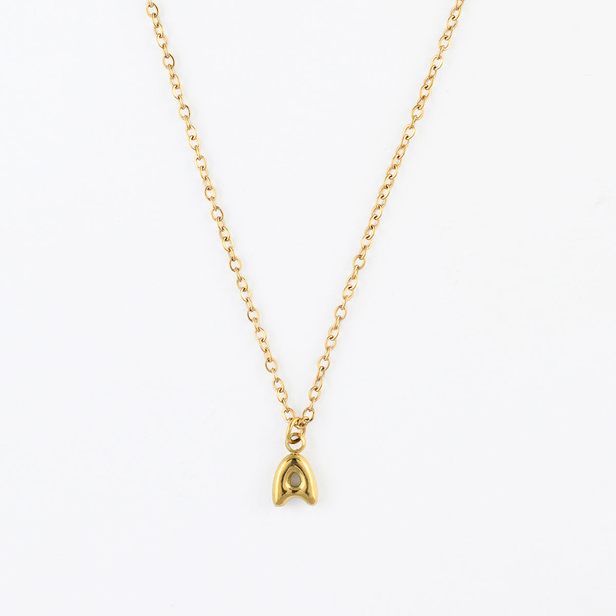 Collier pendentif lettre A acier inoxydable