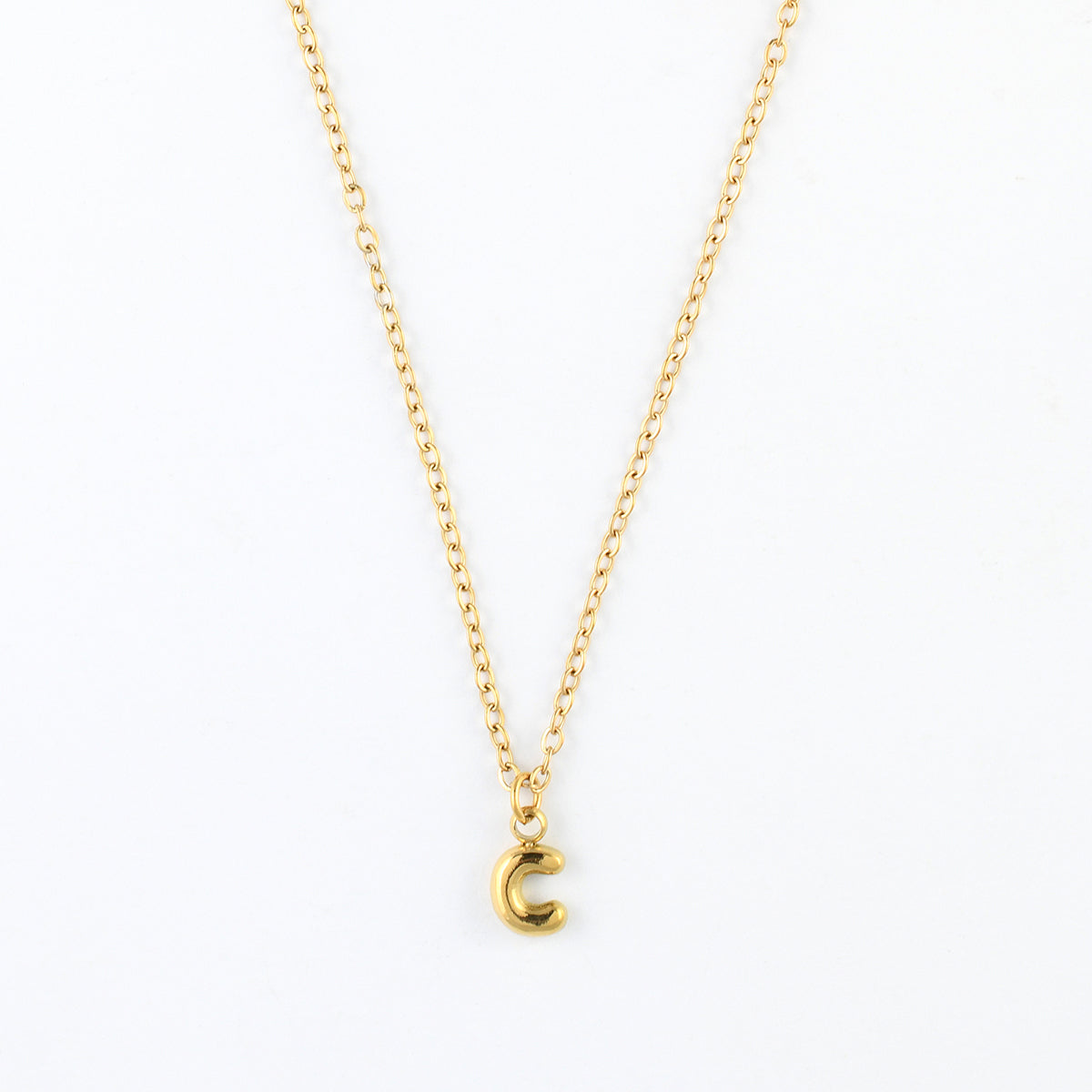 Collier à pendentif lettre C acier inoxydable