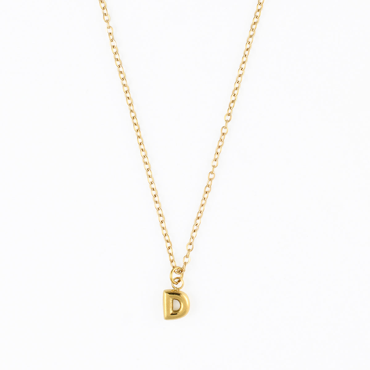 Collier à pendentif lettre D acier inoxydable
