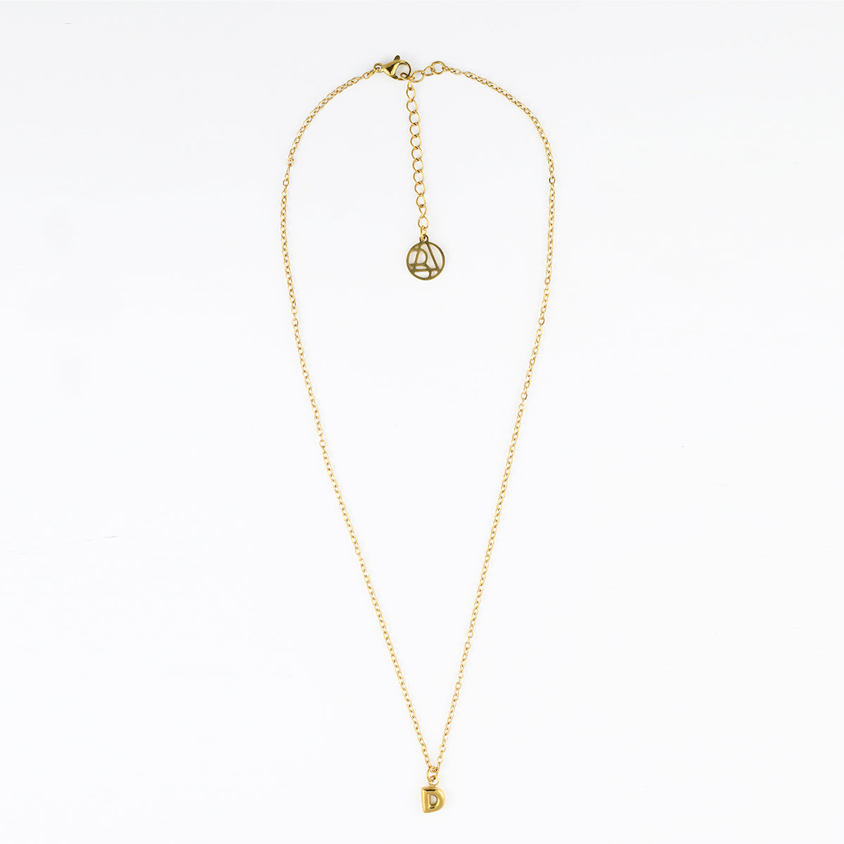 Collier à pendentif lettre D acier inoxydable