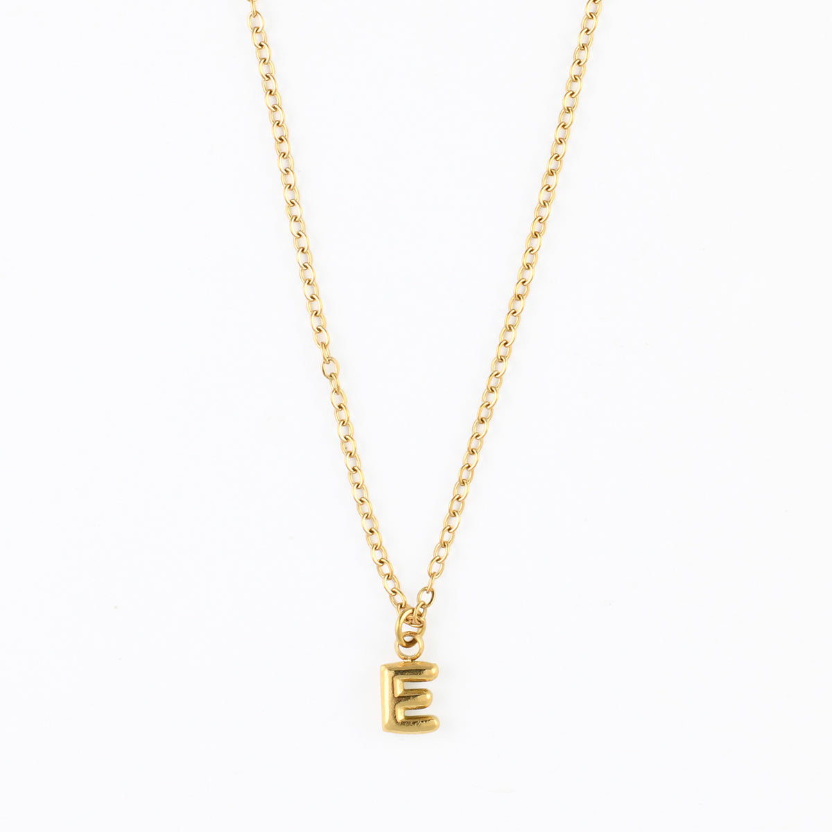 Collier à pendentif lettre E acier inoxydable