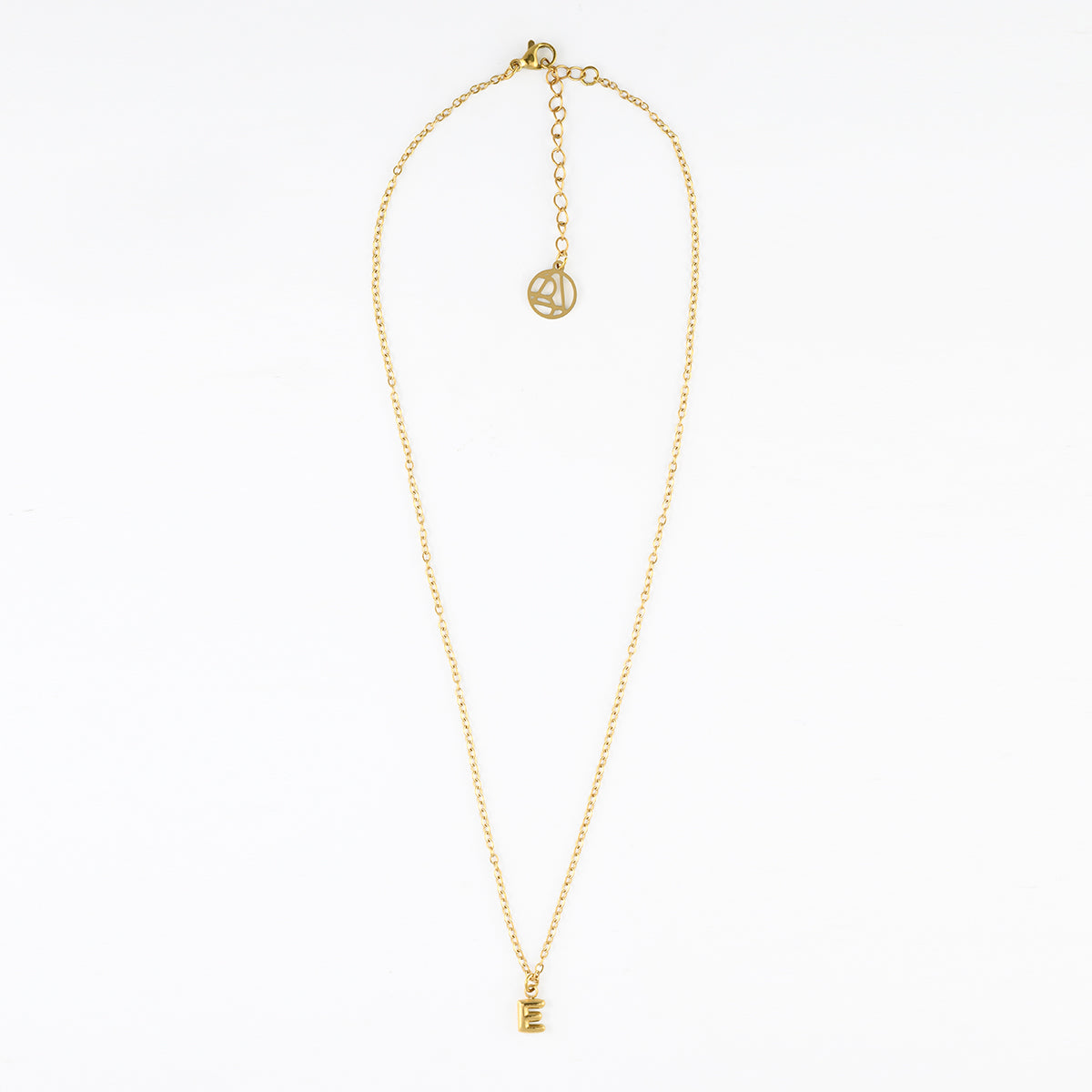 Collier à pendentif lettre E acier inoxydable