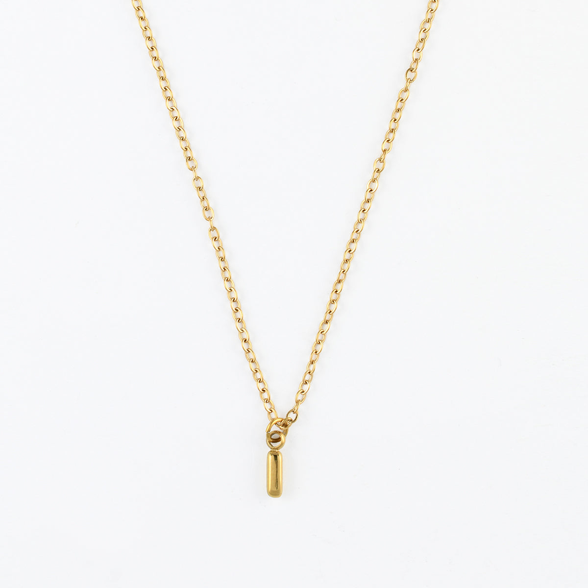Collier à pendentif lettre I acier inoxydable