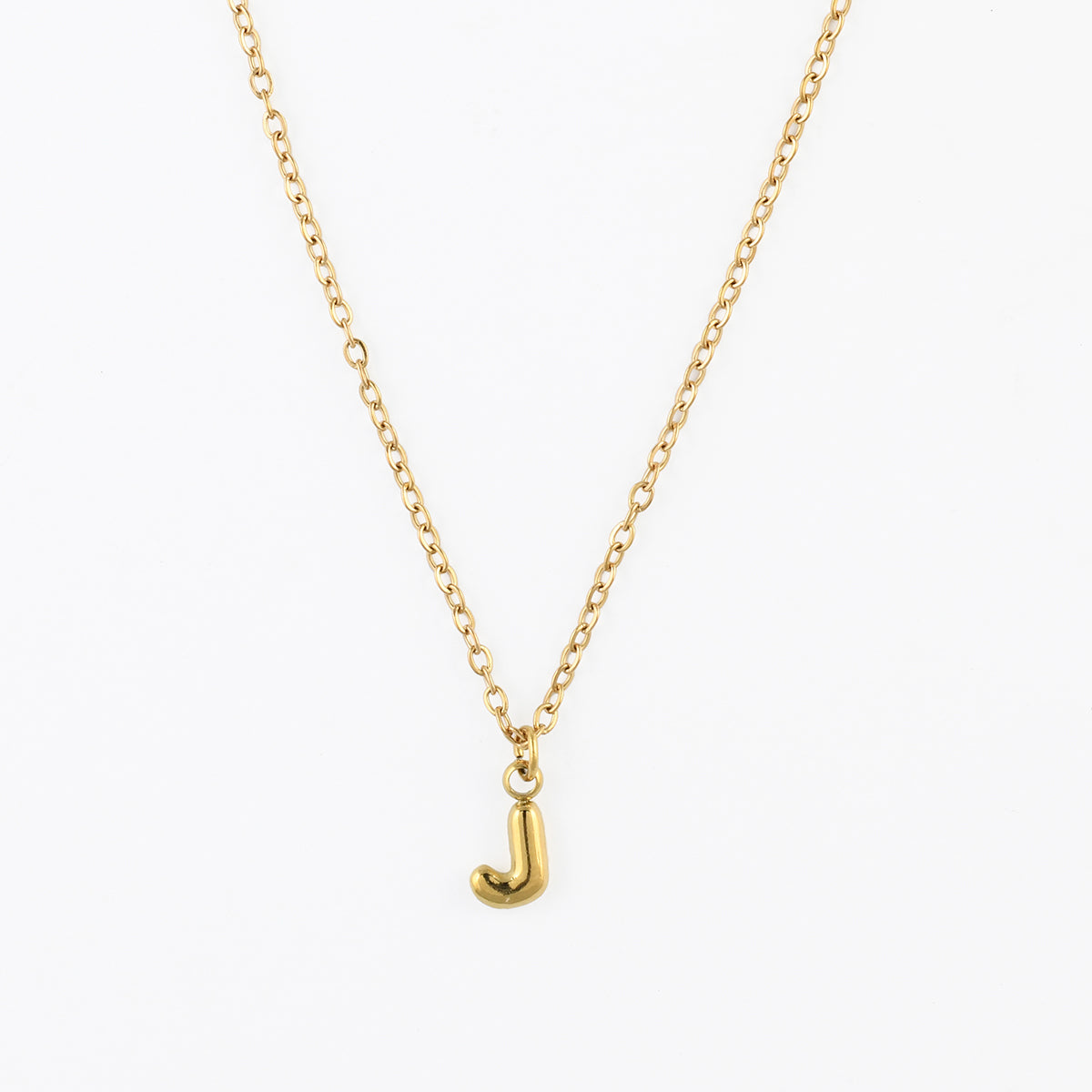 Collier à pendentif lettre J acier inoxydable