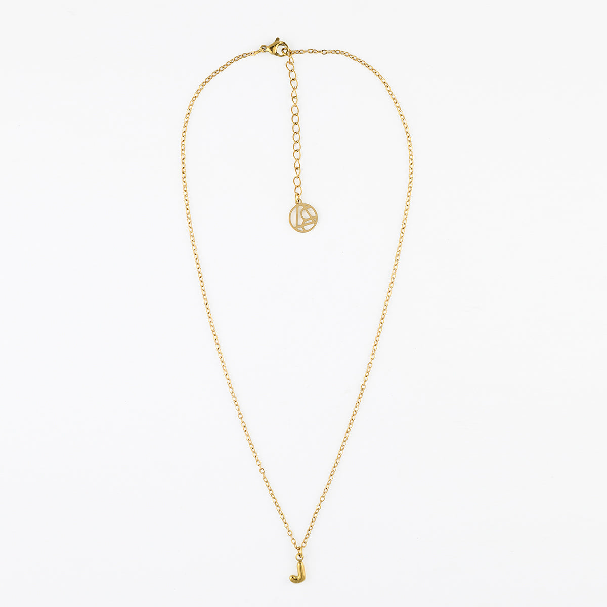 Collier à pendentif lettre J acier inoxydable
