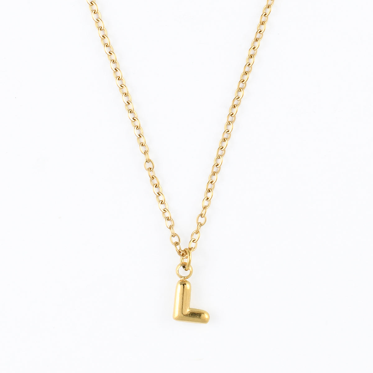Collier à pendentif lettre L acier inoxydable