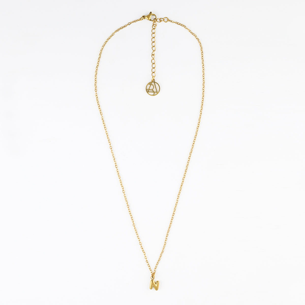 Collier à pendentif lettre N acier inoxydable