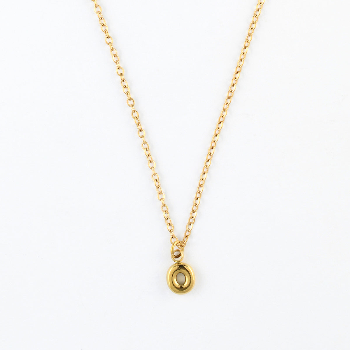 Collier à pendentif lettre O acier inoxydable