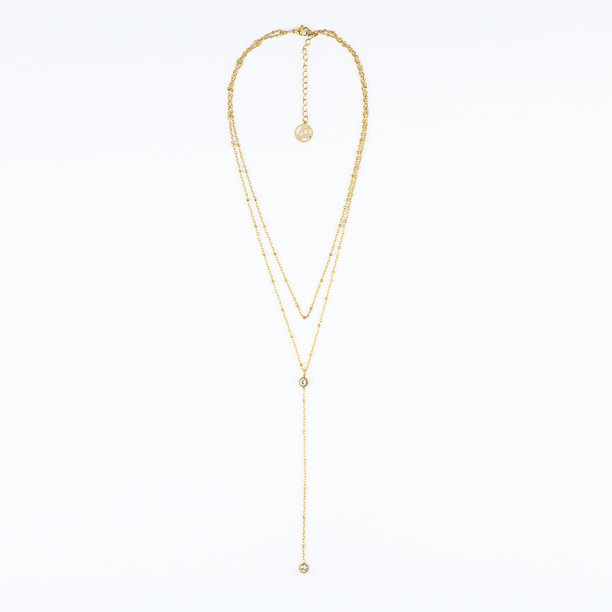 Collier chaîne Y avec strass - acier inoxydable