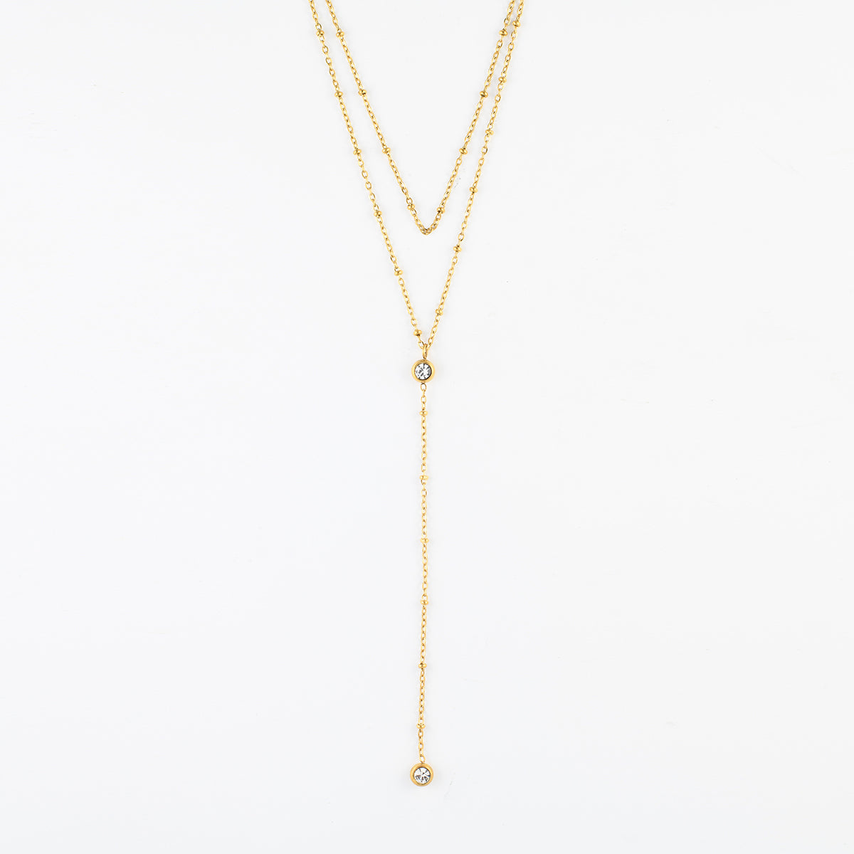 Collier chaîne Y avec strass - acier inoxydable