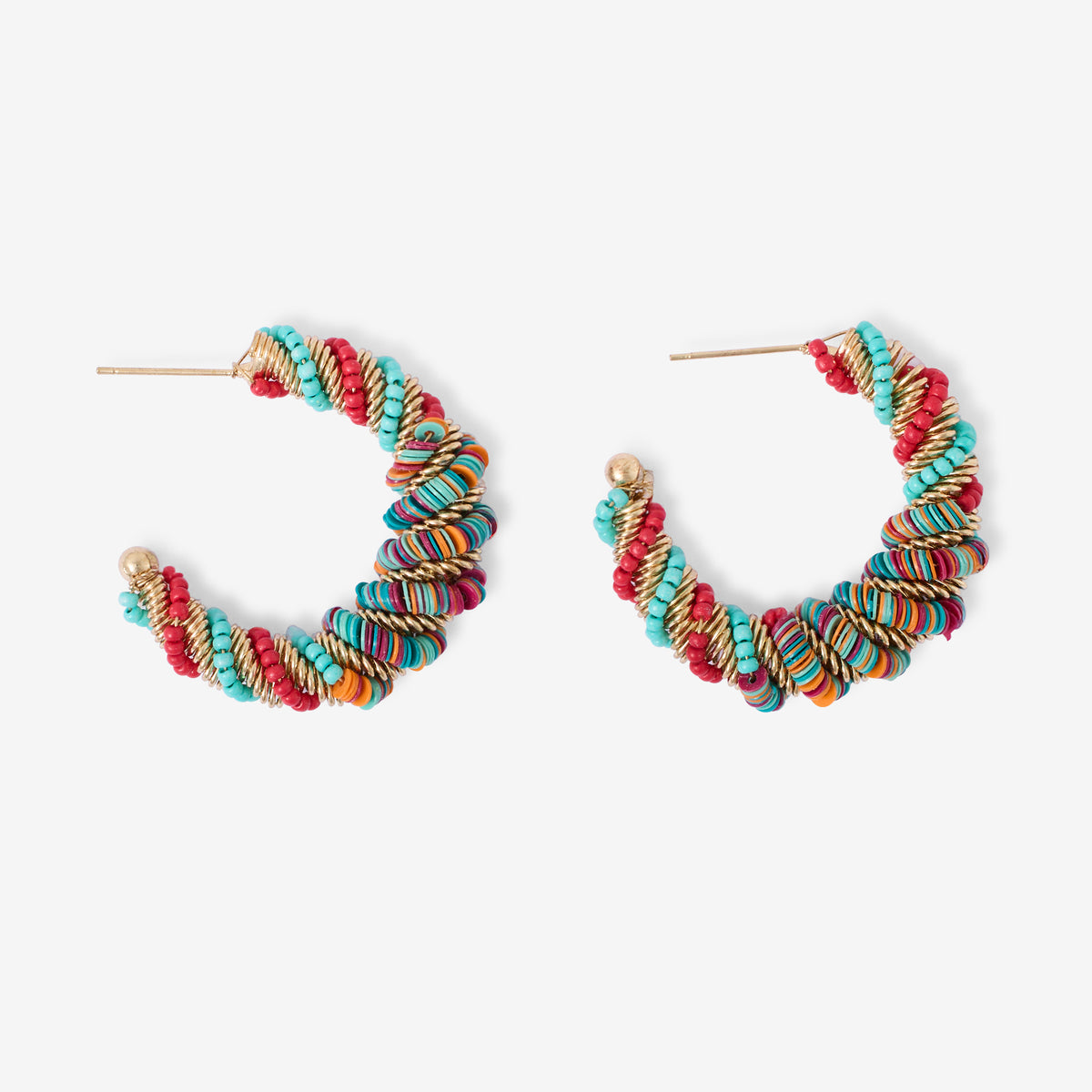 Créoles perles et sequins multicolores