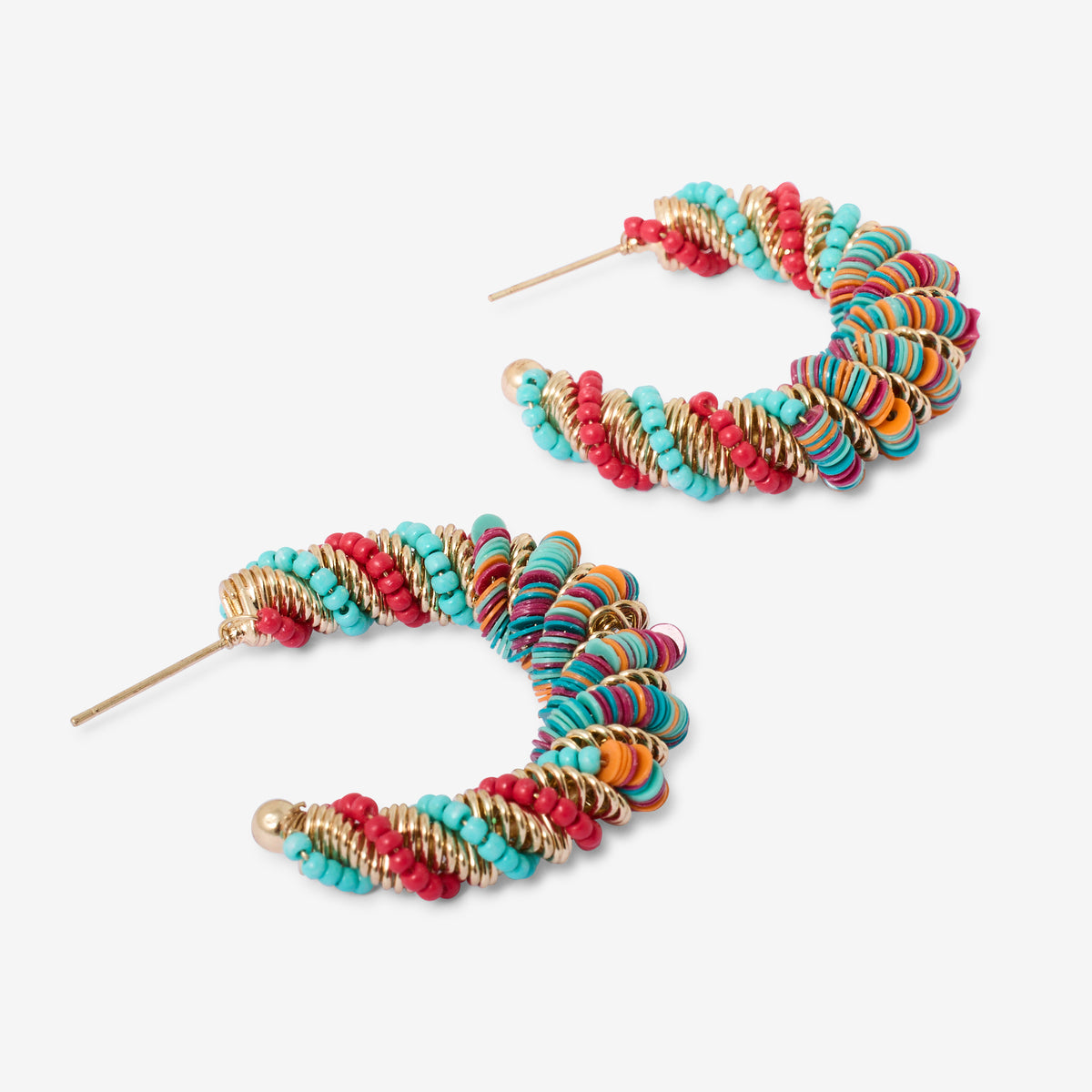 Créoles perles et sequins multicolores