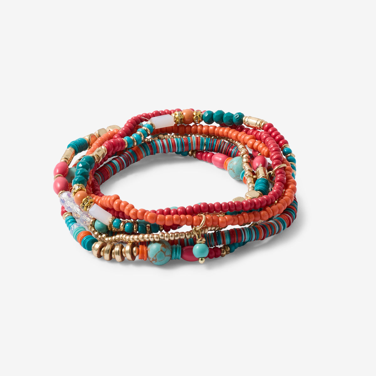 Set de 7 bracelets de perles fantaisie multicolores
