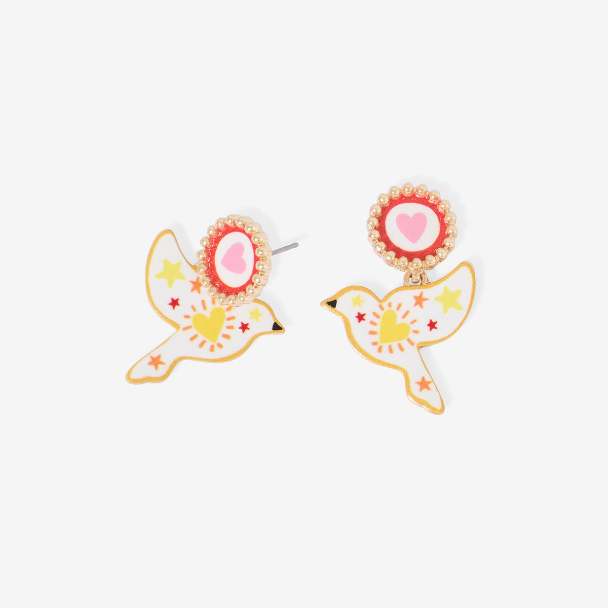 Boucles d'oreilles oiseaux imprimé effet porcelaine