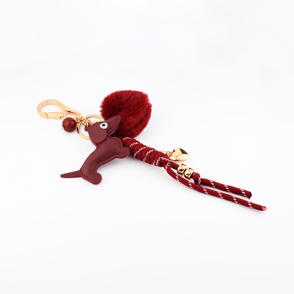 Bijoux de sac teckel et cœur bordeaux