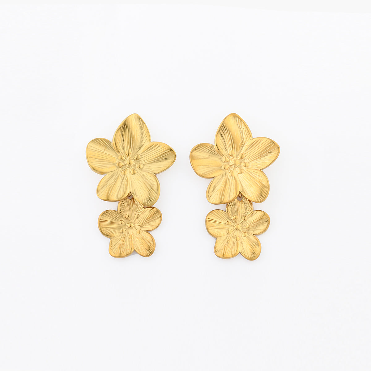 Boucles d'oreilles 2 fleurs Acier inoxydable