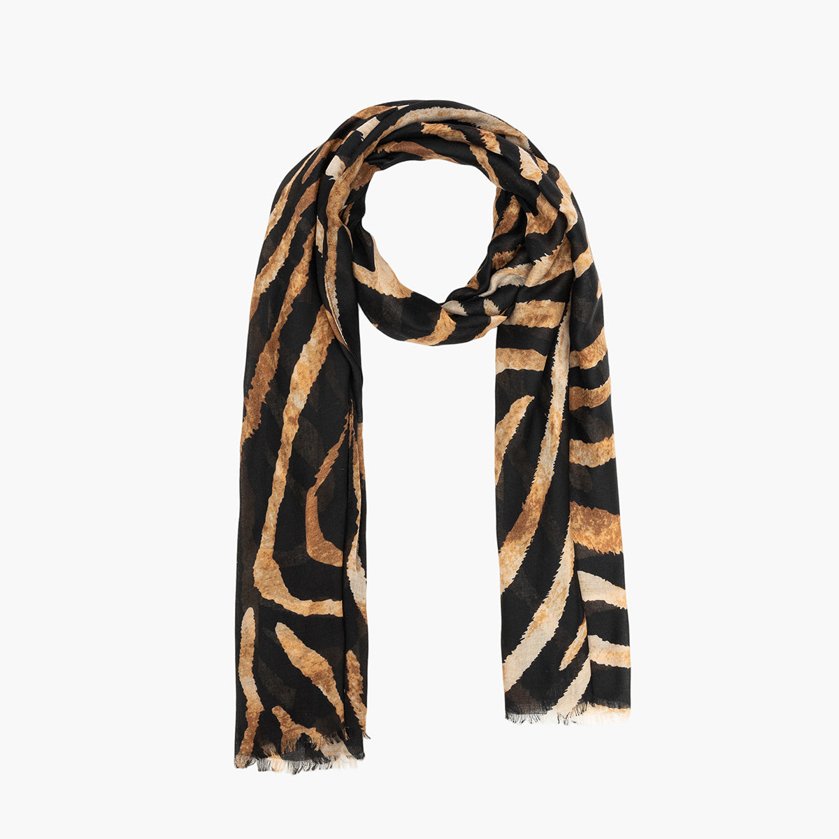 Foulard motif zèbre marron et noir
