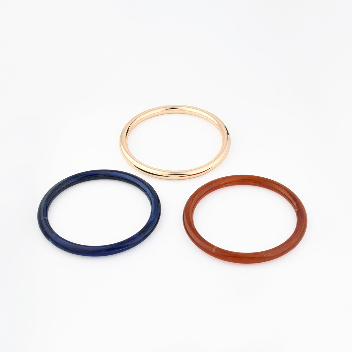 Set de 3 joncs bleu, marron et doré
