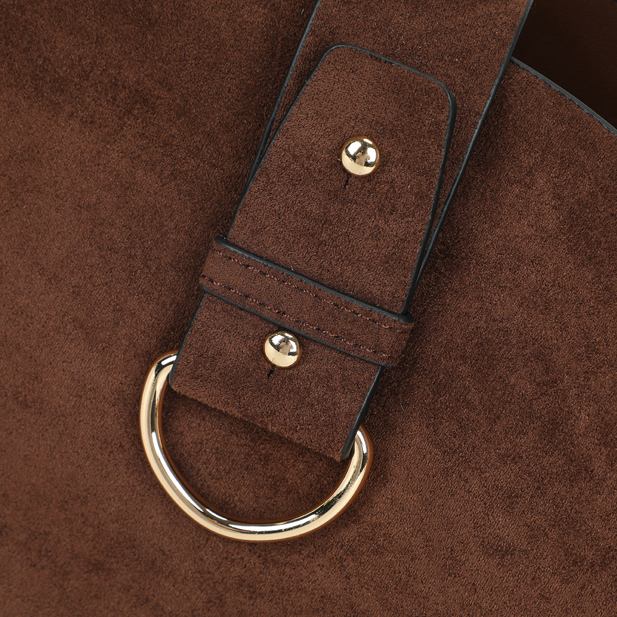 Sac seau à bandoulière effet suédé marron