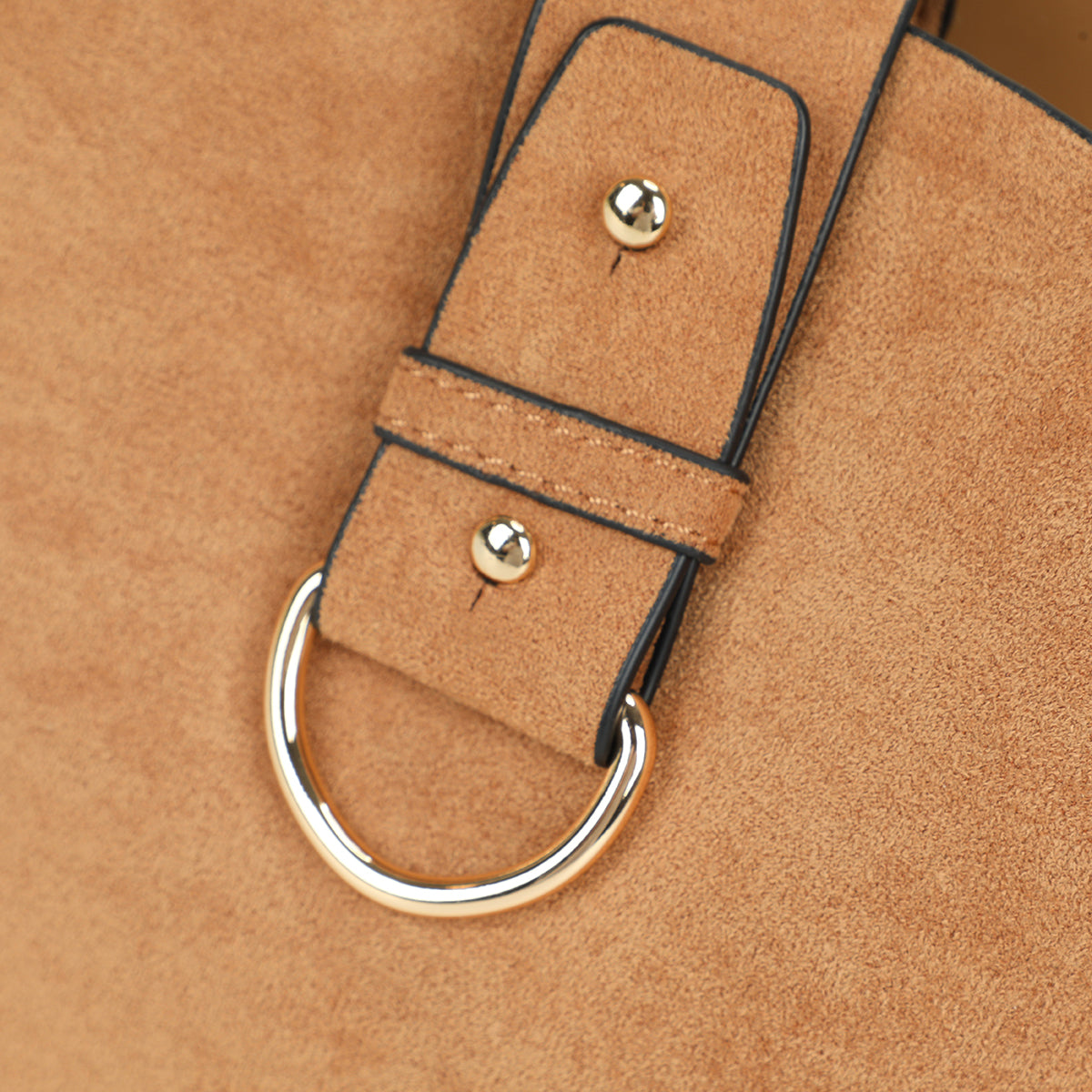 Sac seau à bandoulière effet suédé beige