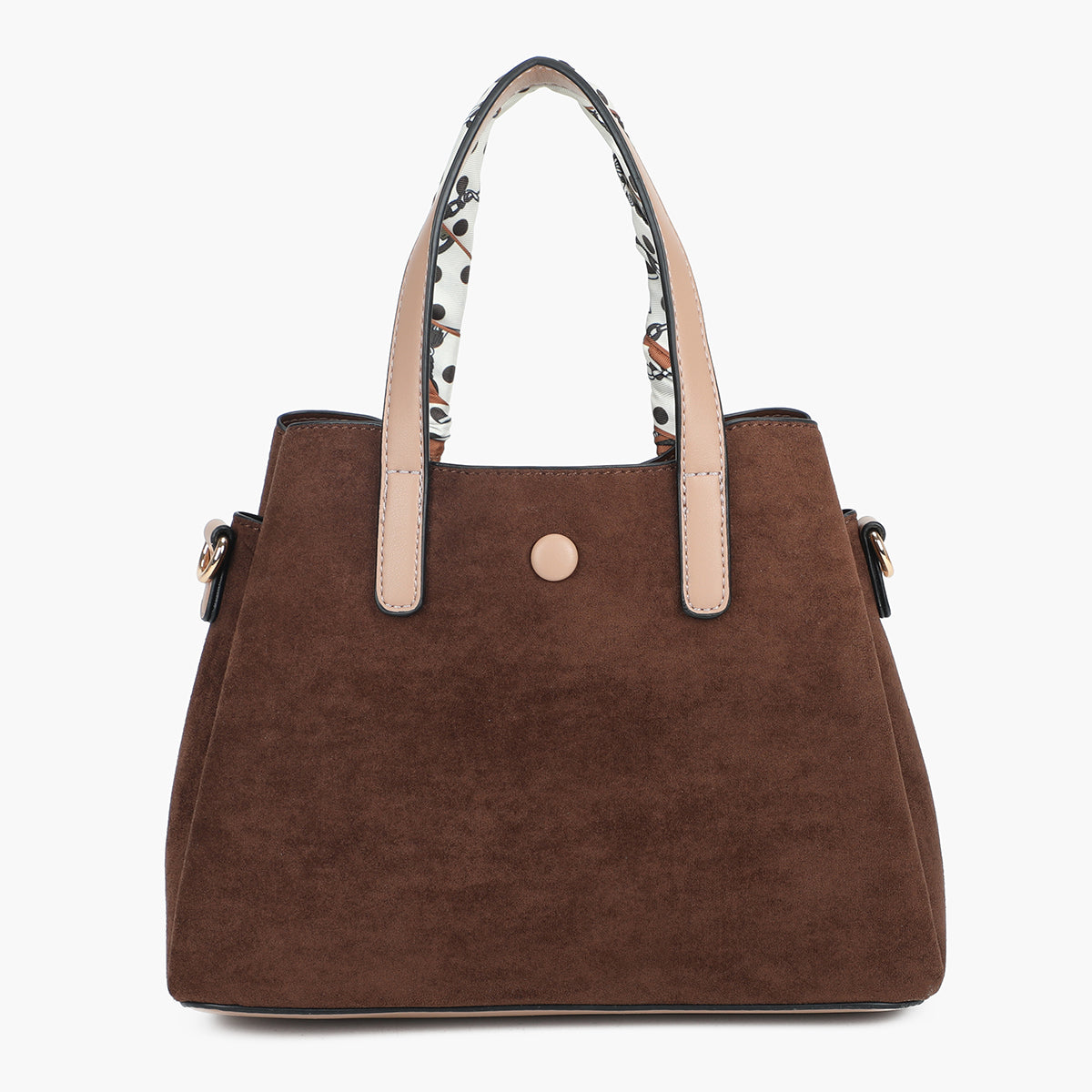 Petit sac à main marron en suédine avec foulard