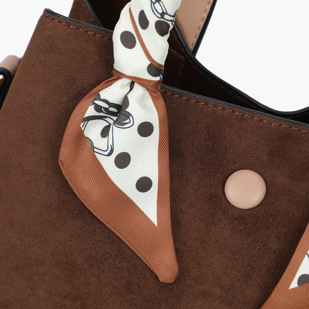 Petit sac à main marron en suédine avec foulard