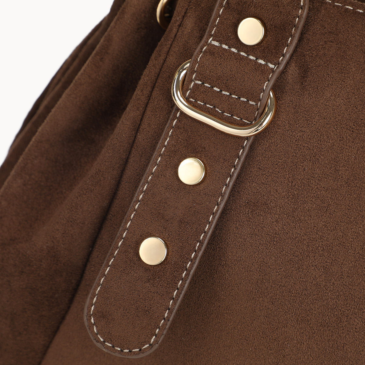 Grand sac bowling marron en suédine