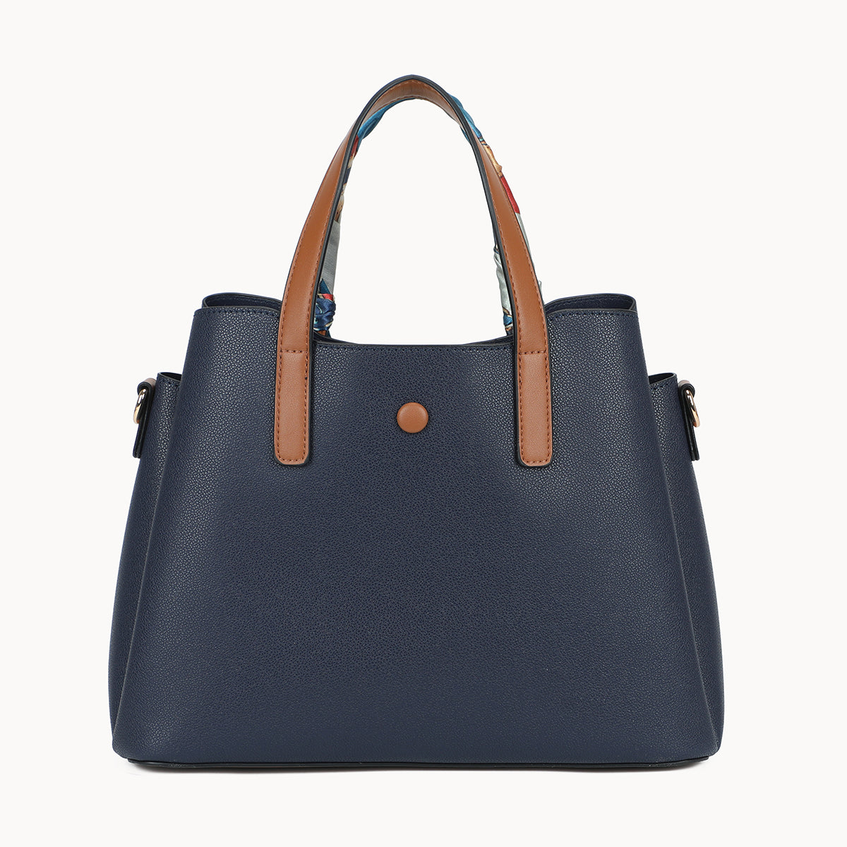 Grand sac à main bleu marine effet grainé avec foulard