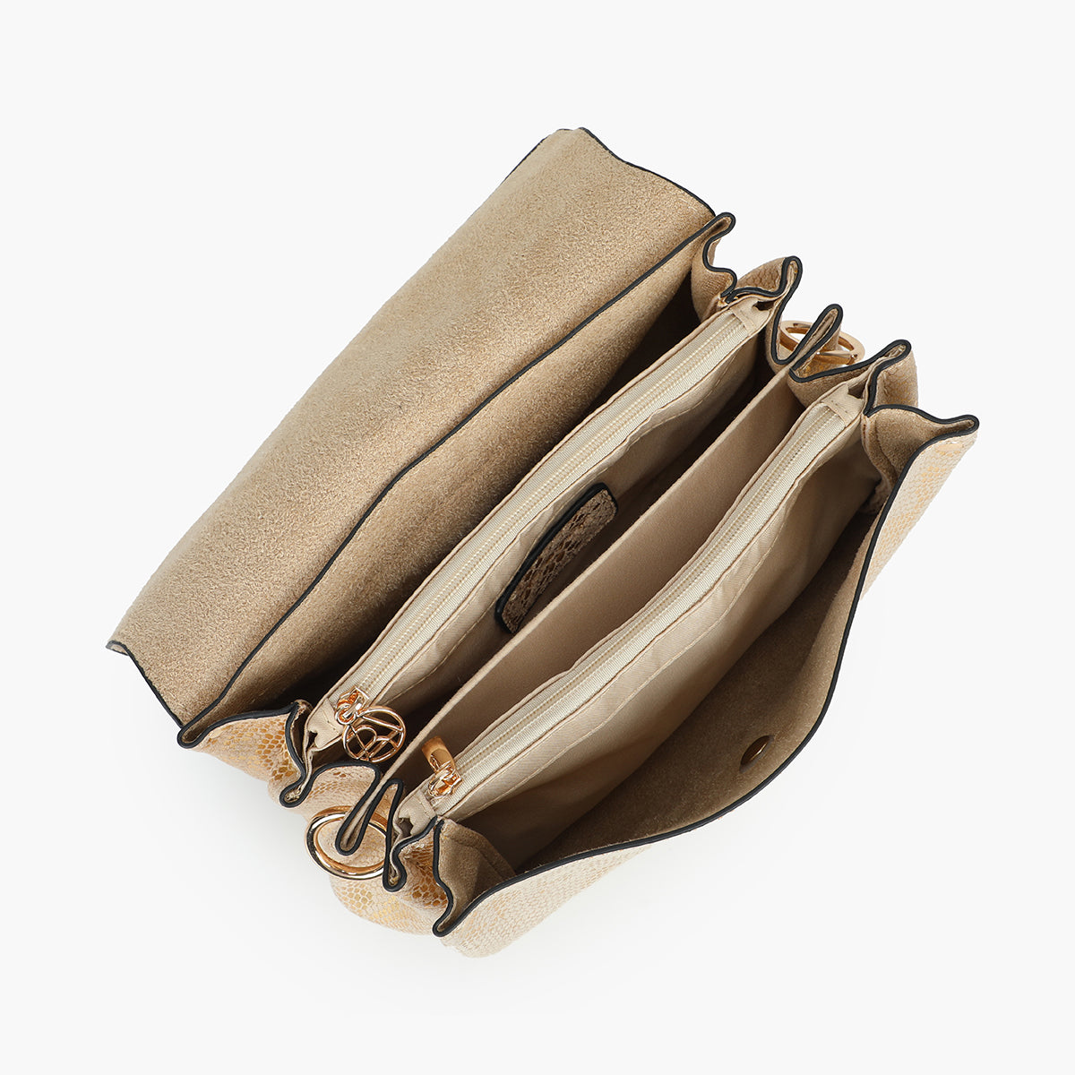Sac porté croisé effet python doré