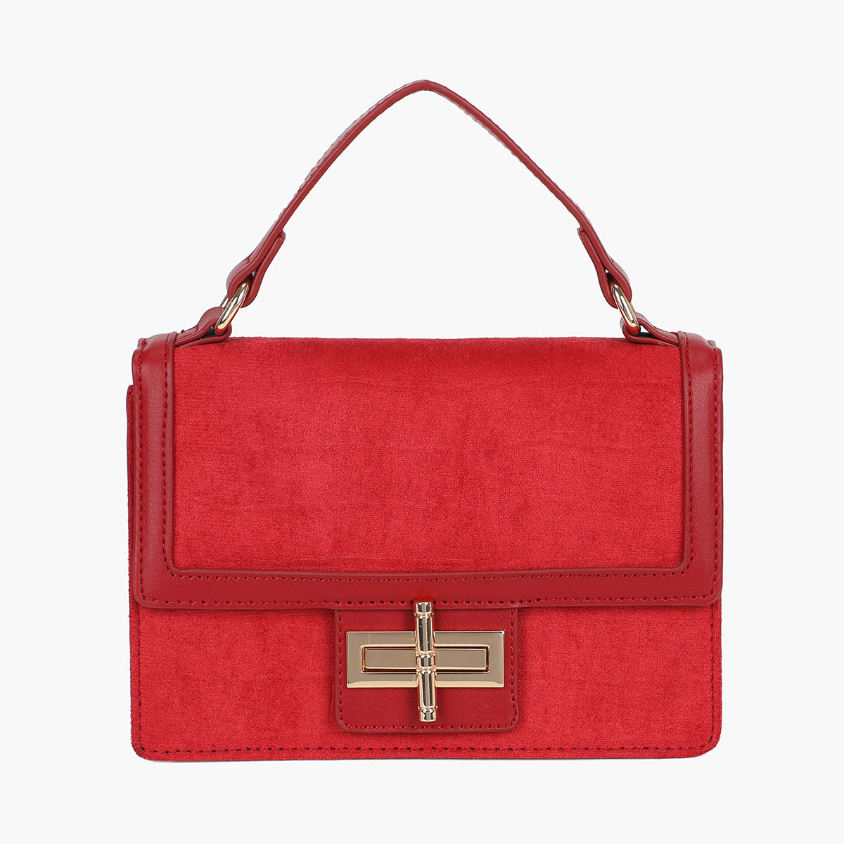 Sac rouge bimatière en suédine