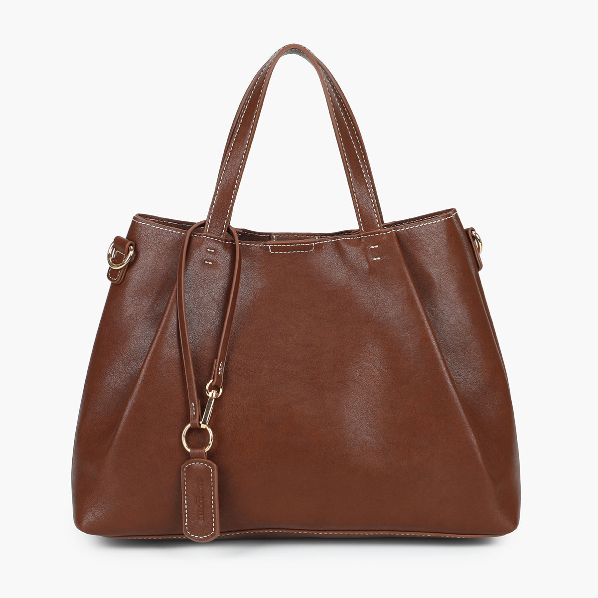 Sac cabas en simili cuir lisse camel