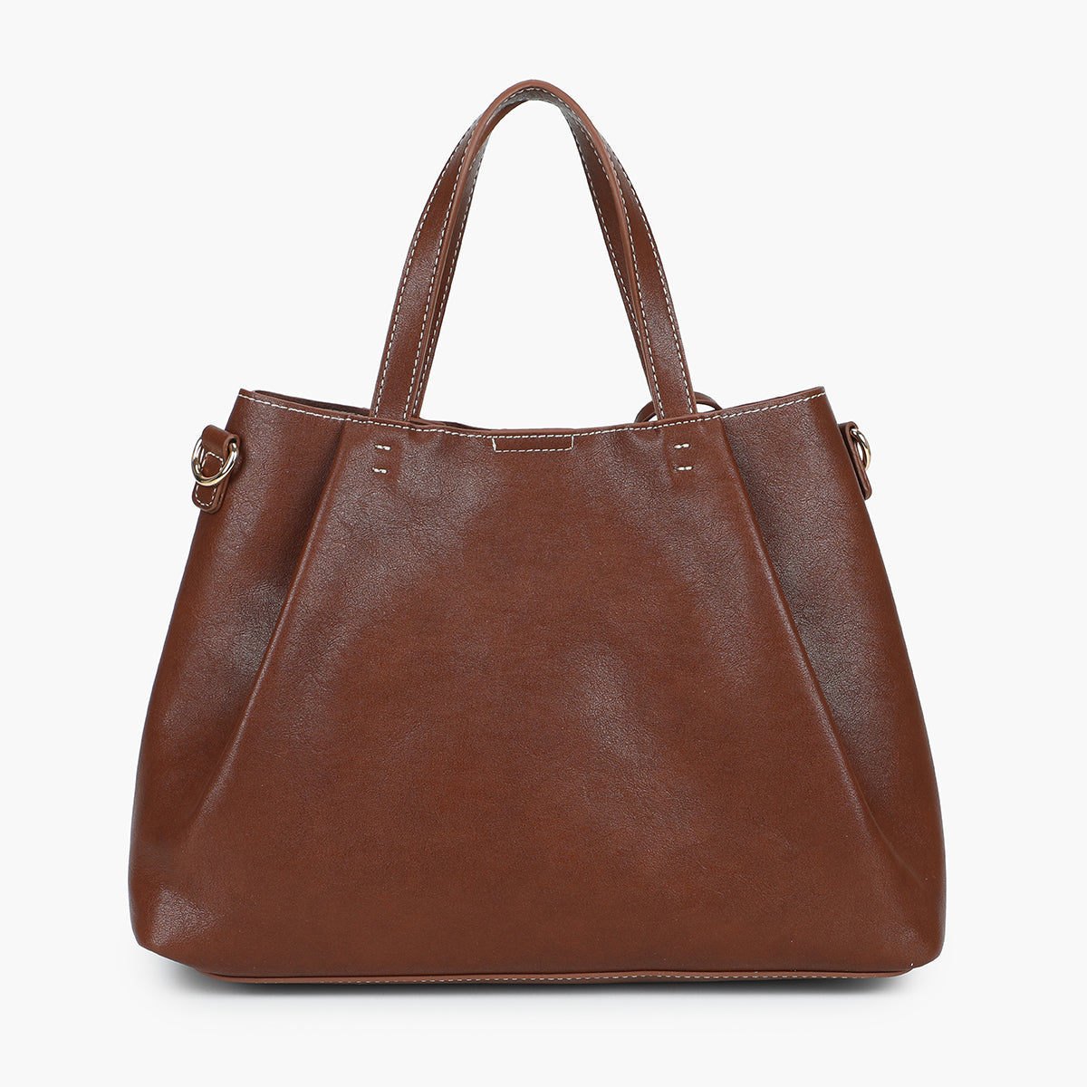 Sac cabas en simili cuir lisse camel